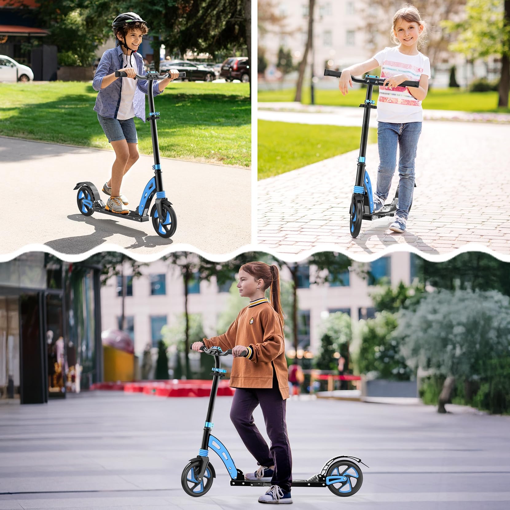 Roller Kinder 6 7 8 9 10+Jahre,Aluminium Scooter,Cityroller Doppeltes Federungssystem,Höhenverstellbar&Klappbar Tretroller,Kickscooter bis100kg Belastbar für Kinder/Jugendliche & Erwachsene