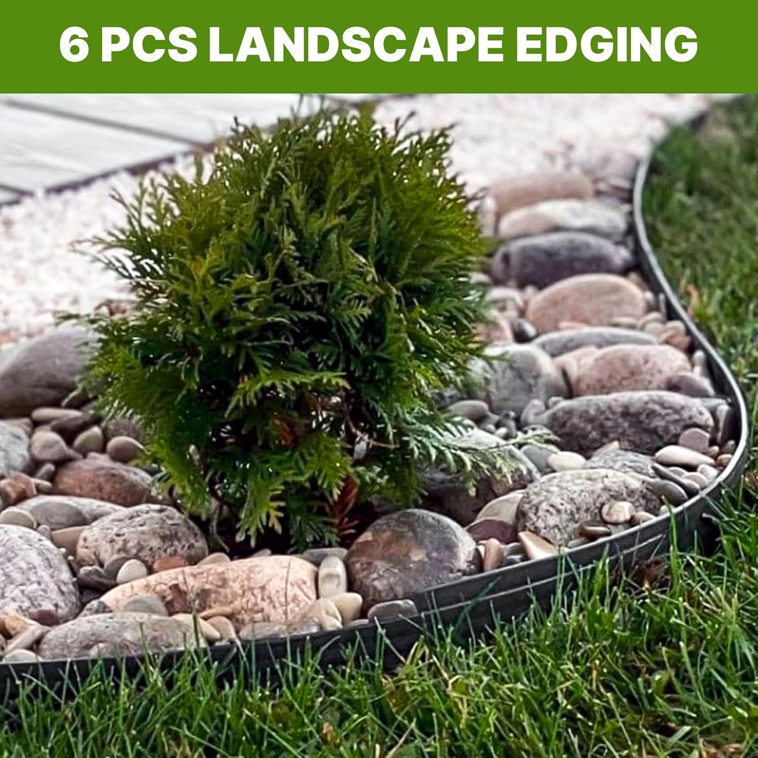 Metal Landscape Edging 40 Inch Strips, Metal Garden Edging 6 Inch Depth, 6 Pack Steel Landscape Edging, Steel Edging for Landscaping