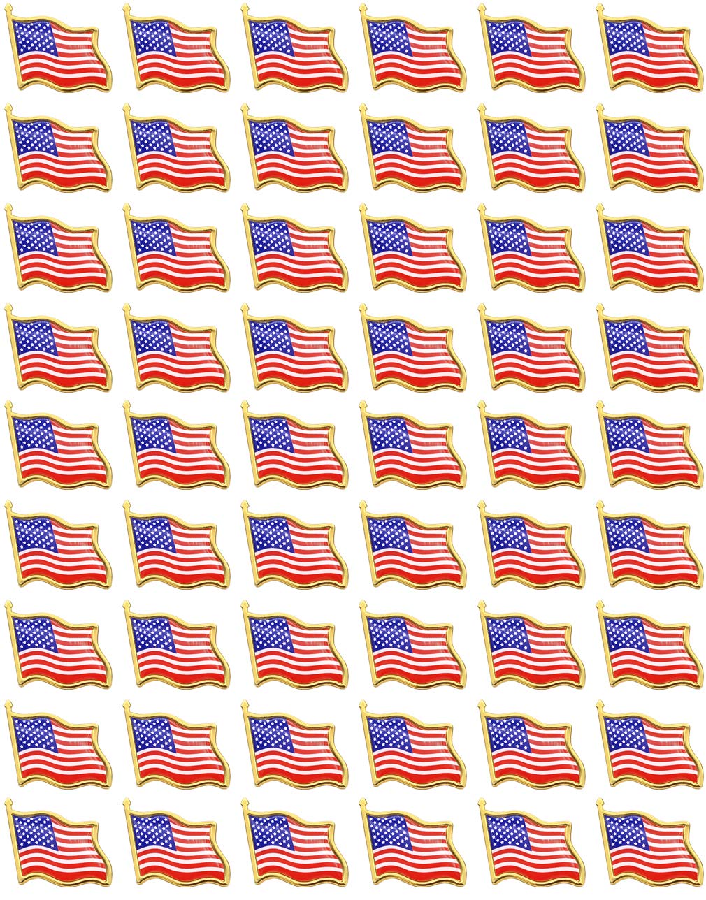 American Flag Lapel Pins - USA Waving Flag Brooch - 24/50/100 Pack