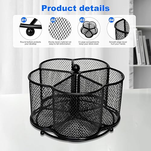 Miniatura 4 de Soporte giratorio de 360 grados para escritorio, de malla, organizador de bolígrafos, soporte para lápices, accesorios de gran capacidad y