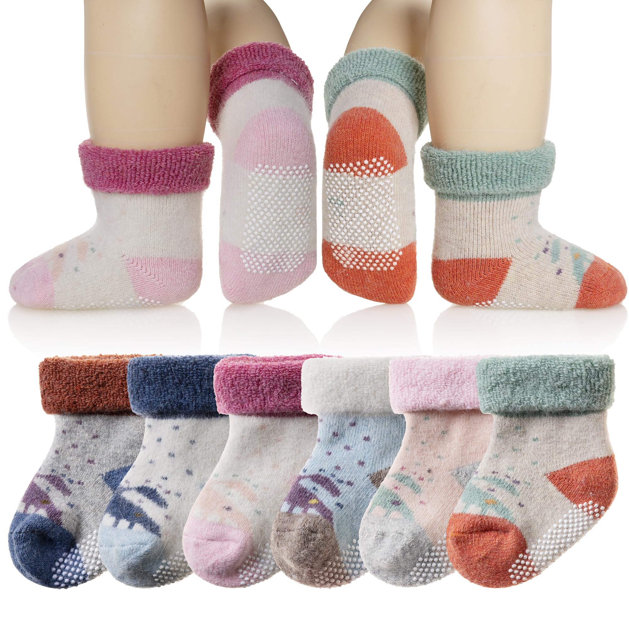 Meias Lã Bebê Eyean 6 Pares | Antiderrapantes | 1-3 Anos