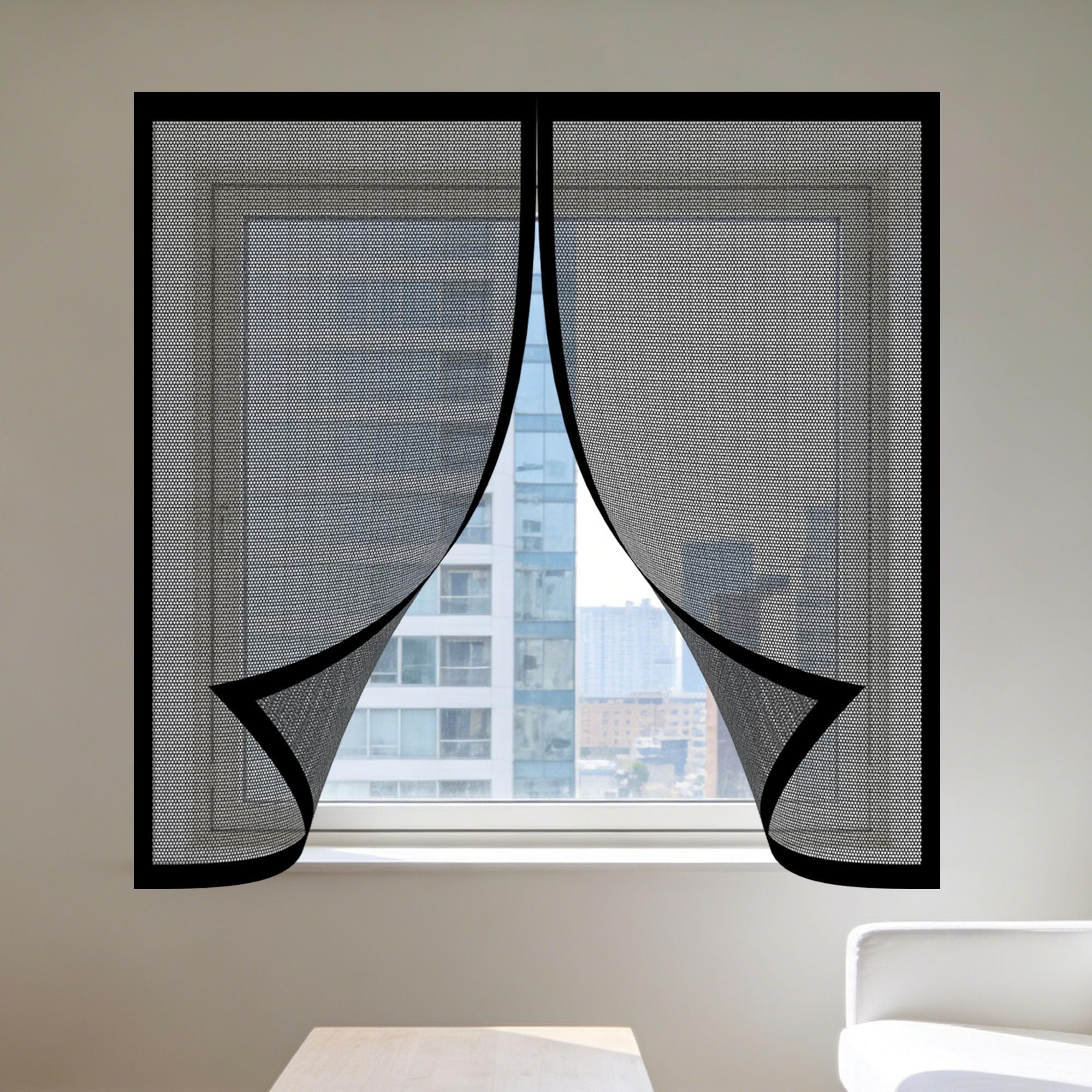Magnetic Net Window 155 x 170 cm Prevents Insects Flies Mosquitoes from Entering The Room Bug Net for Windows Easy Installation for Living Room Bedroom Offfice, Black