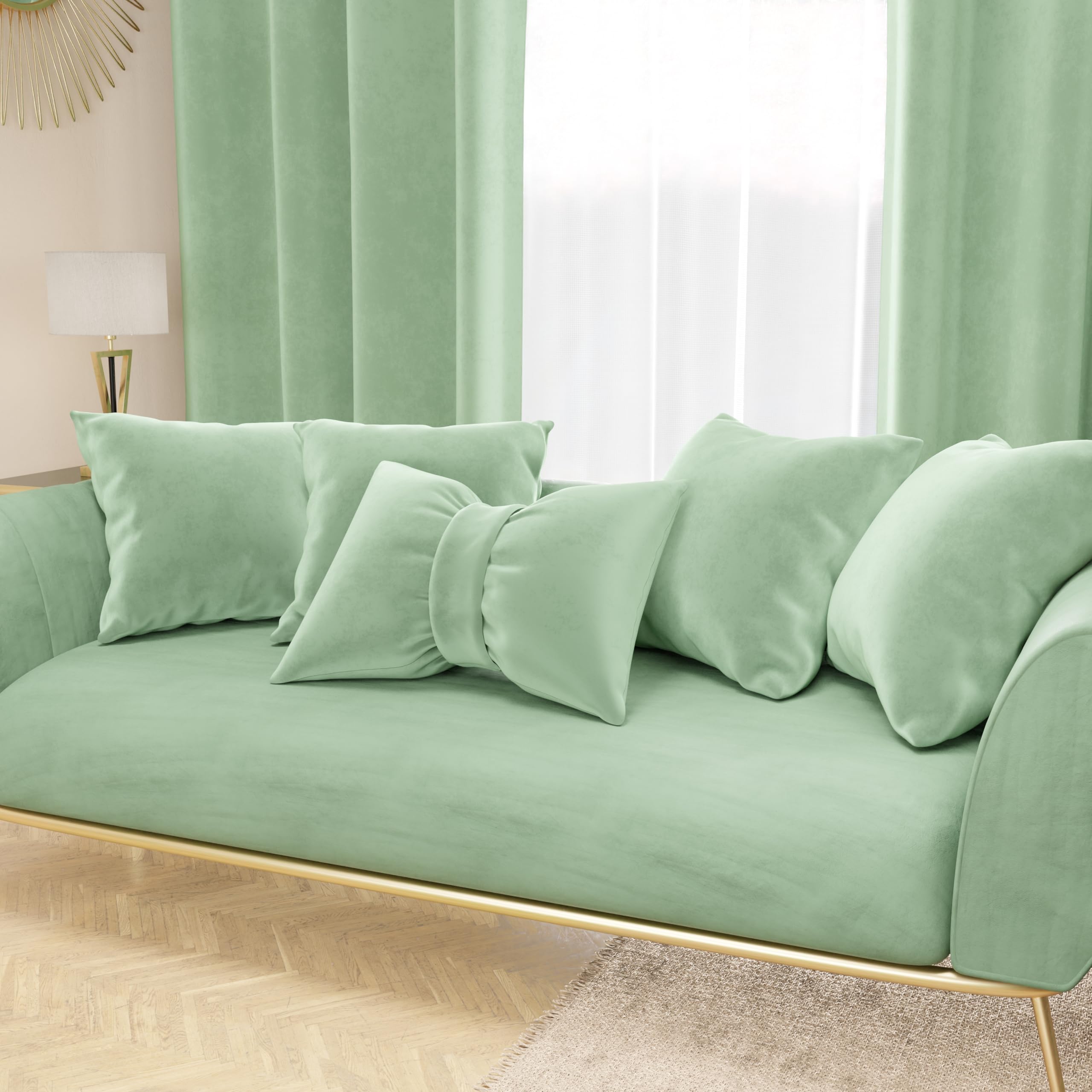 PETTI Artigiani Italiani - 2 Sofakissen aus Samt mit Füllung, Kissenbezüge für Schlafzimmer, Möbelkissen mit verdecktem Reißverschluss, 2 Stück Salbeisamt - 60 x 60 cm