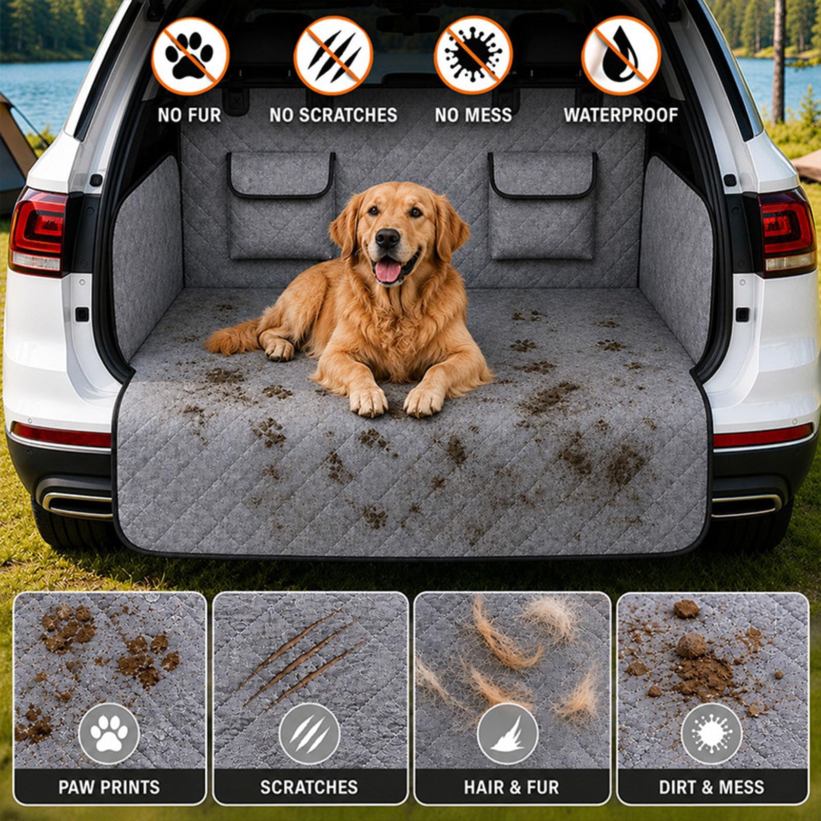 Telo Bagagliaio Auto Cani, per Suzuki S Cross Scross 2014-2025 2026 Custodia per Baule Auto Cani Antistrappo e Impermeabile con Protezione Laterale