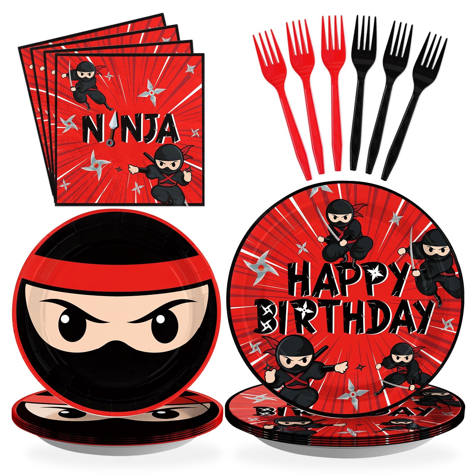 96 Pcs Ninja Birthday Party Decorations for Karate Party , Serve 24
