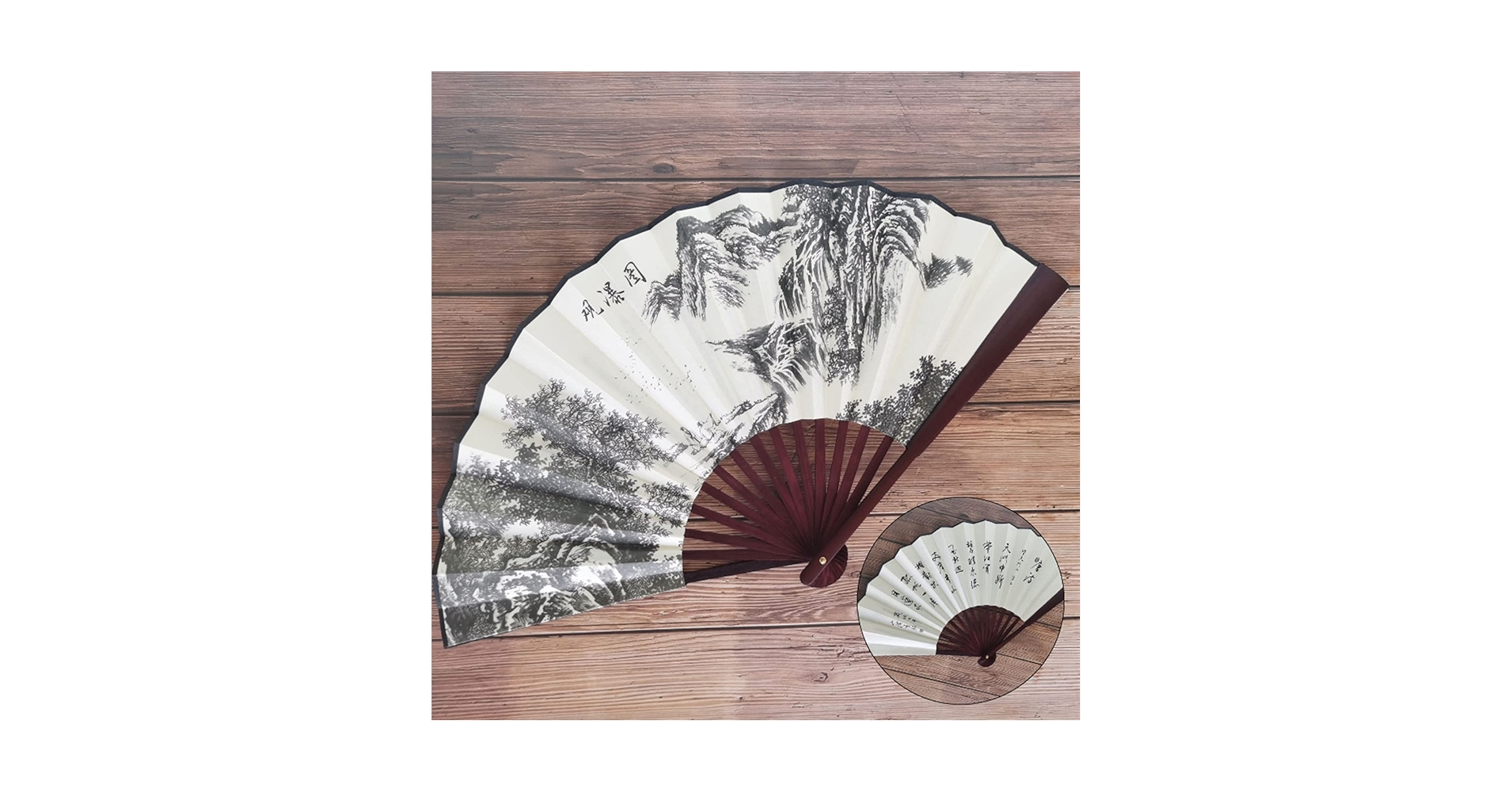 Amazon.co.jp: 扇子 - 水墨画白絹扇子中国風風景画扇子
