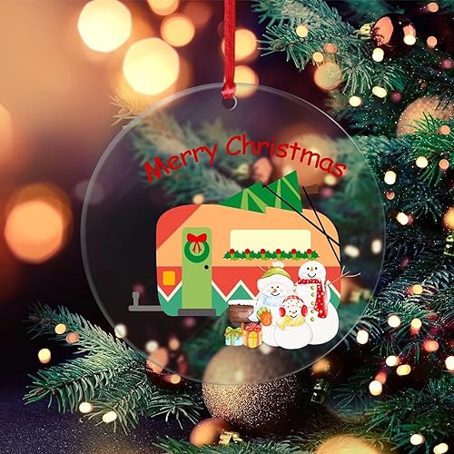 Adornos de acrílico transparentes para árbol de Navidad divertido camping árbol de Navidad muñeco de nieve bola de Navidad acrílica