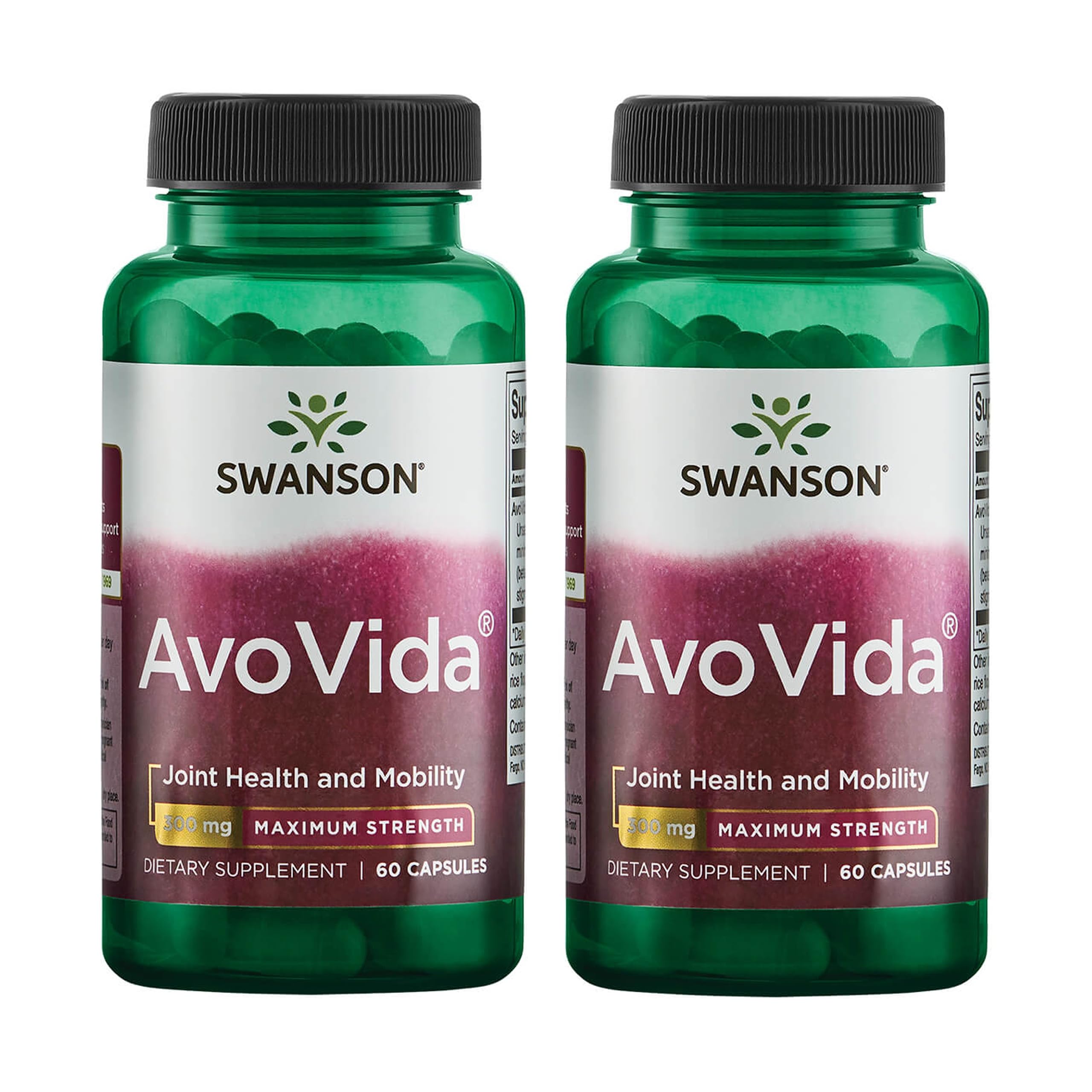 Swanson AvoVida - Natural Supplement Promoting Joint Health & Mobility - Avocado & Soybean Unsaponifiables to Support Cartilage & Tissue Health - (60 Capsules, 300mg Each) (2 Pack)