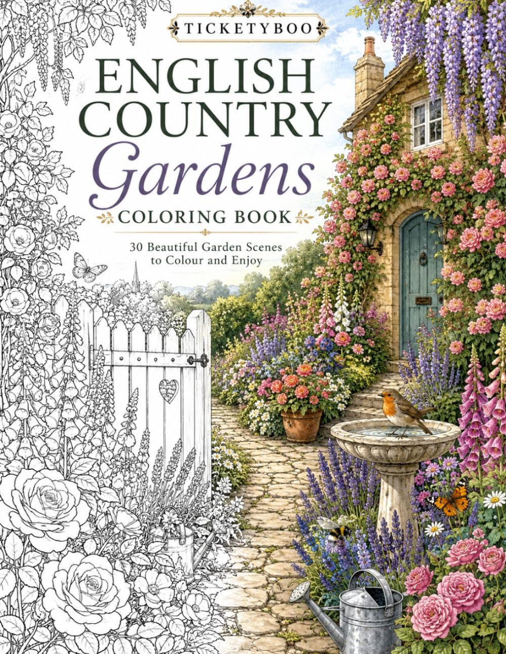 English Country Gardens Coloring Book: 30 Beautiful Cottage Gardens