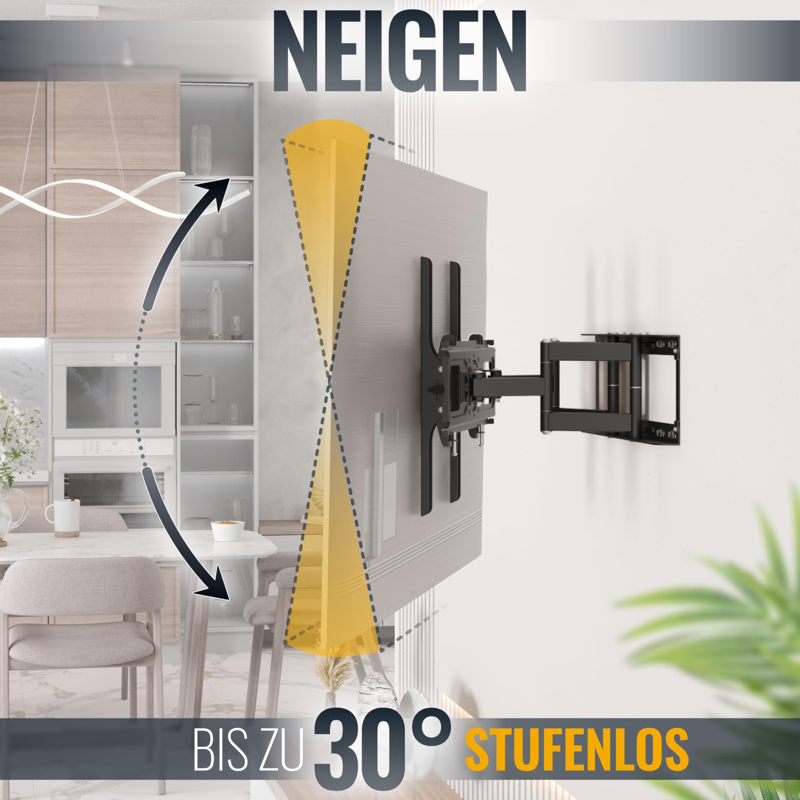 RICOO TV Wandhalterung Fernseher Halterung S1144 für 40–65 Zoll schwenkbare & neigbare Fernsehhalterung VESA 400 x 400 für flach & Curved Wandhalter bis 60 kg
