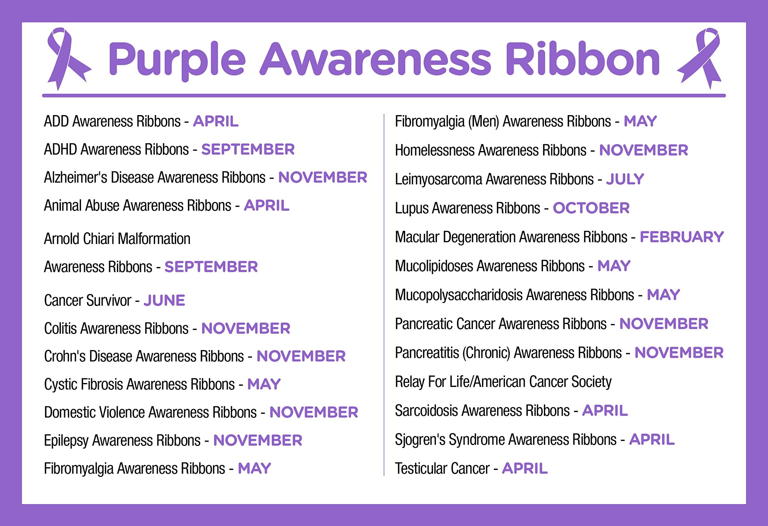 Purple Ribbon Awareness Lapel Pins For Alzheimer's & Other Causes - 2 Pack, 1 Inch