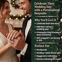 Vista 8 de Adorno de boda personalizado 2025 Personalización gratuita las 24 horas Adornos de Navidad de pareja de nieve grabados con láser para árbol