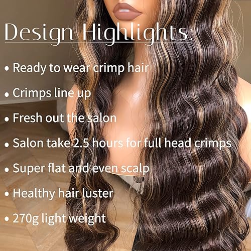 Miniatura 2 de BlackSwern Pelucas de encaje frontal de 30 pulgadas rubio miel, pelucas de encaje frontal de onda profunda, pelucas de cabello rizado sin pegamento,