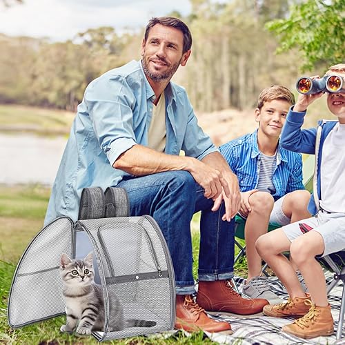 Miniatura 7 de Mochila transpirable para gatos, diseño ligero, plegable y a prueba de escapes para perros y gatos pequeños, aprobado para viajes aéreos, mochila