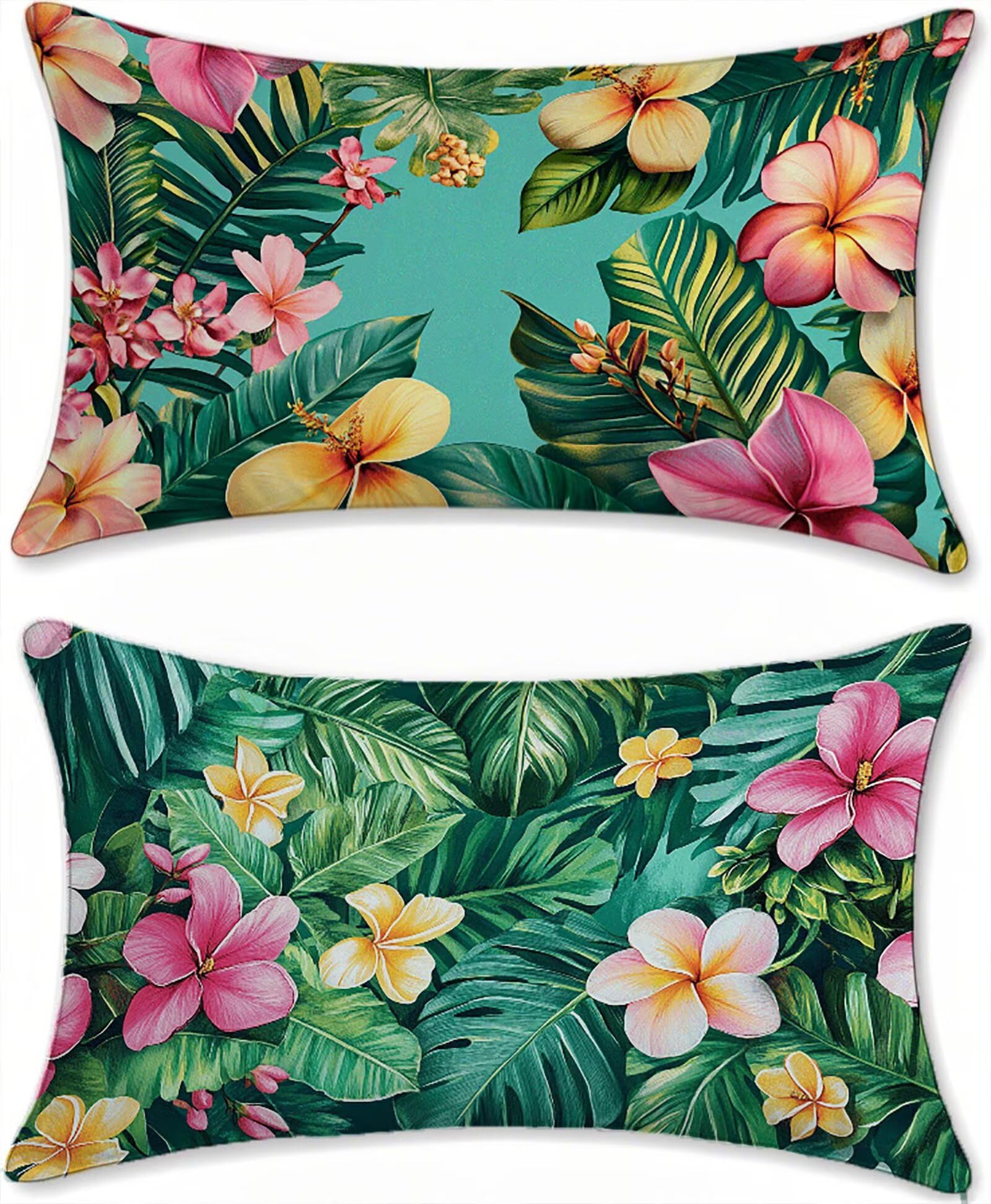 Housse coussin exterieur impermeable vert au fini aspect lin haut de gamme pour terrasse