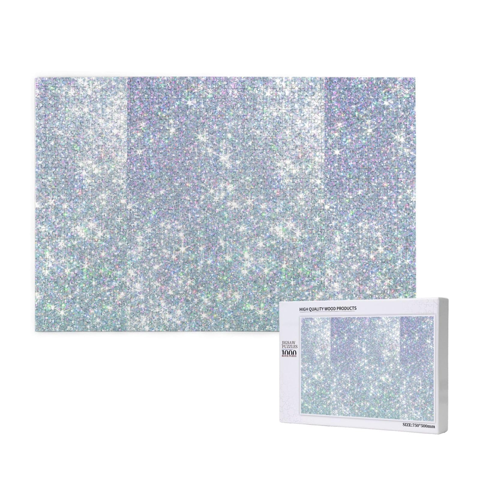 Gioco di puzzle per adulti, puzzle impegnativi, puzzle da 1000 pezzi, glitter argento stampato.