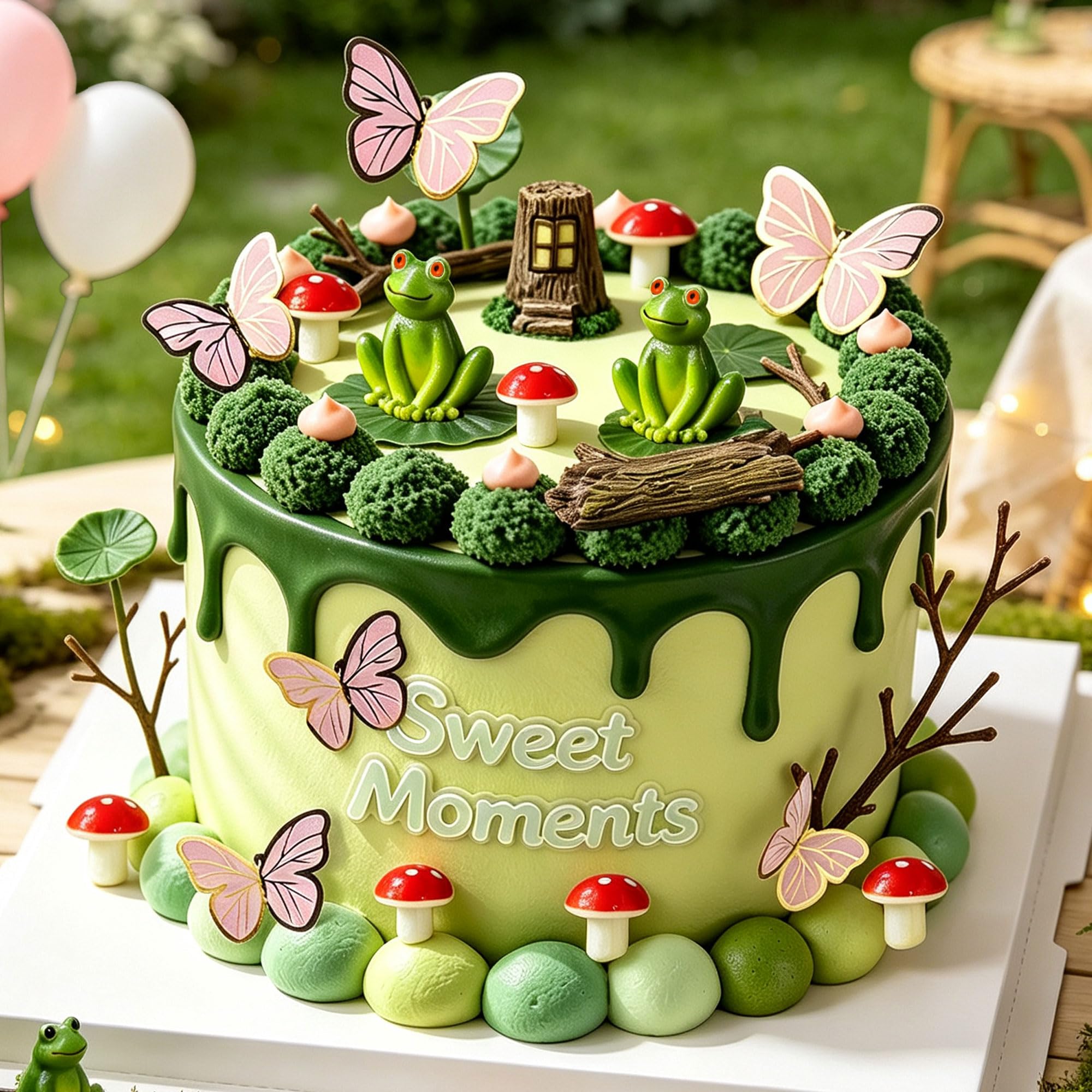 Frog Cake Decoration Frog Mushroom Cottage Cake Topper Garden Lotus Decor