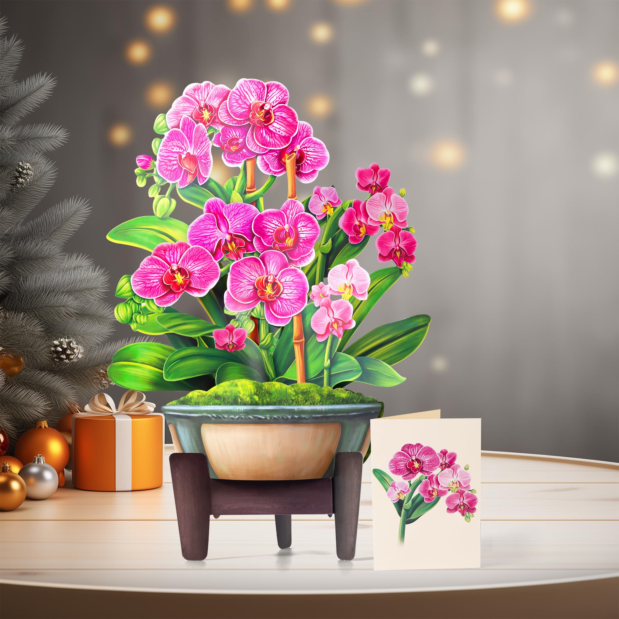 Airpark Pop-Up-Blumenstrauß-Karte für Frauen, 3D-Blumengrußkarte mit Umschlag und Notiz, Geburtstag, Dankeschön, Thinking of You Get Well Geschenk für Mutter, Freundin, Ehefrau, Lehrer, Orchidee