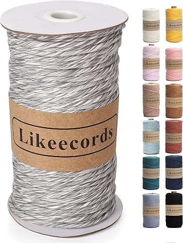 Cuerda de macramé de una hebra de 0.157 in x 110 yardas, cuerda de macramé 100% algodón, suministros de macramé de colores para manualidades, colgar