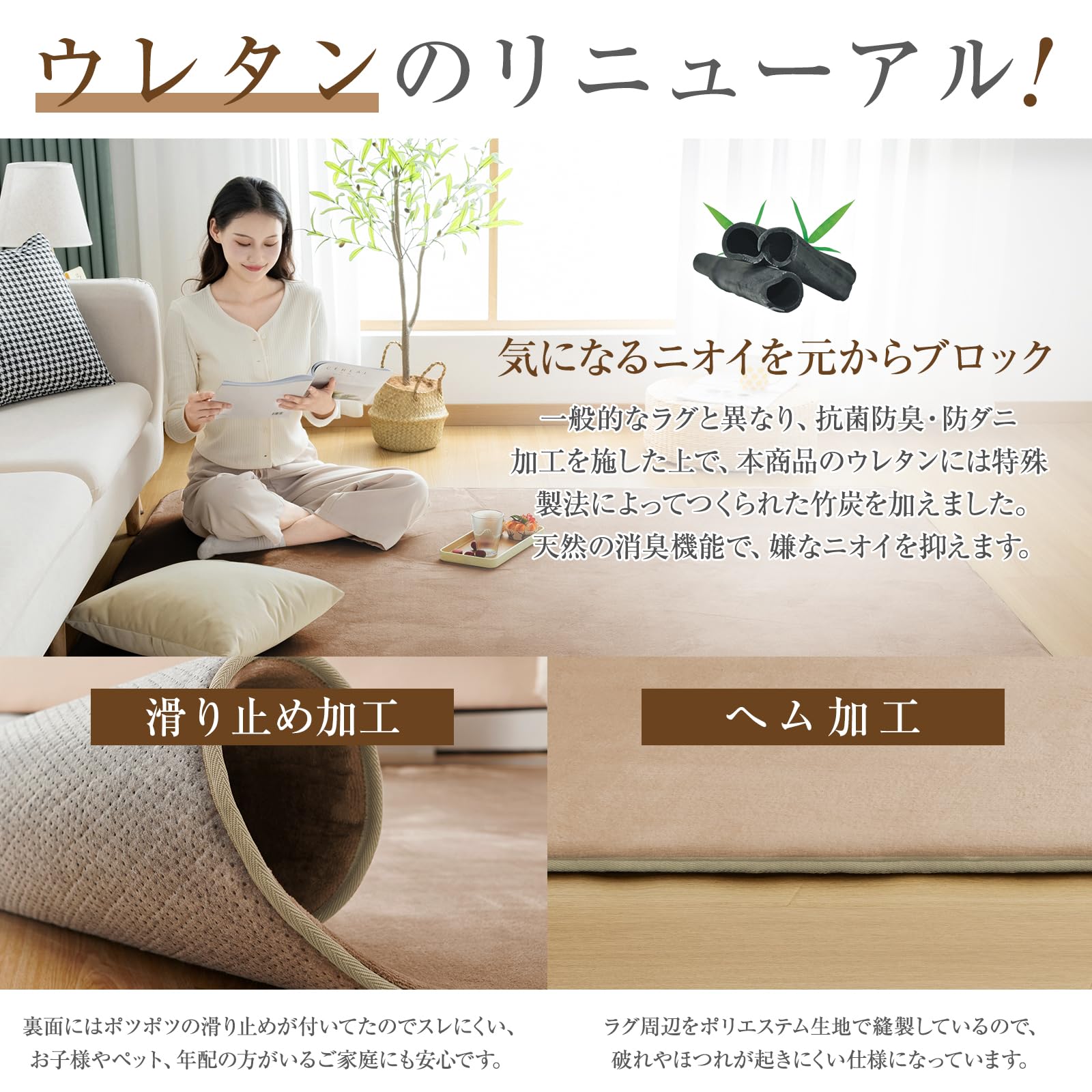Softime カーペット ラグ 極厚25mm ラグマット防音 厚手 竹炭消臭 Amazon | Softime カーペット ラグ 極厚25mm ラグマット防音 厚手 竹炭