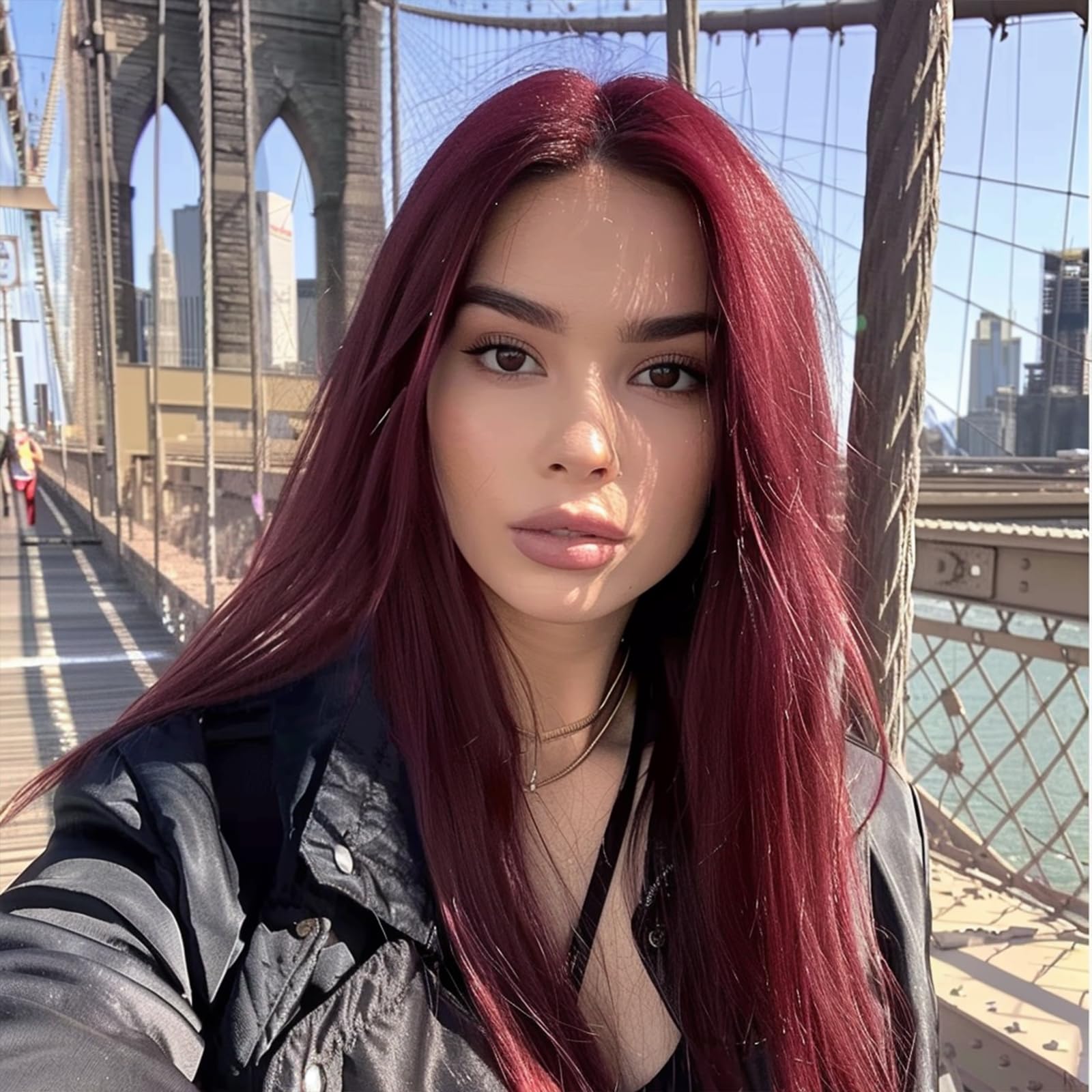 BERRYLION Long Straight Wigs for Women, Wine Red, Average Size