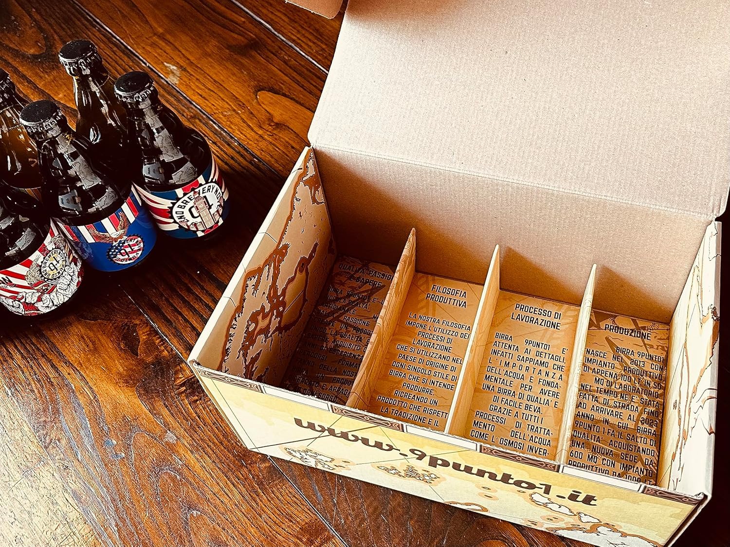 BOX DEGUSTAZIONE GIRO DEL MONDO IN 8 BIRRE - 8 bottiglie di birra artigianale Italiana da 33 cl FORMATO da 8 differenti stili di birra, 1 bottiglia per ogni stile.