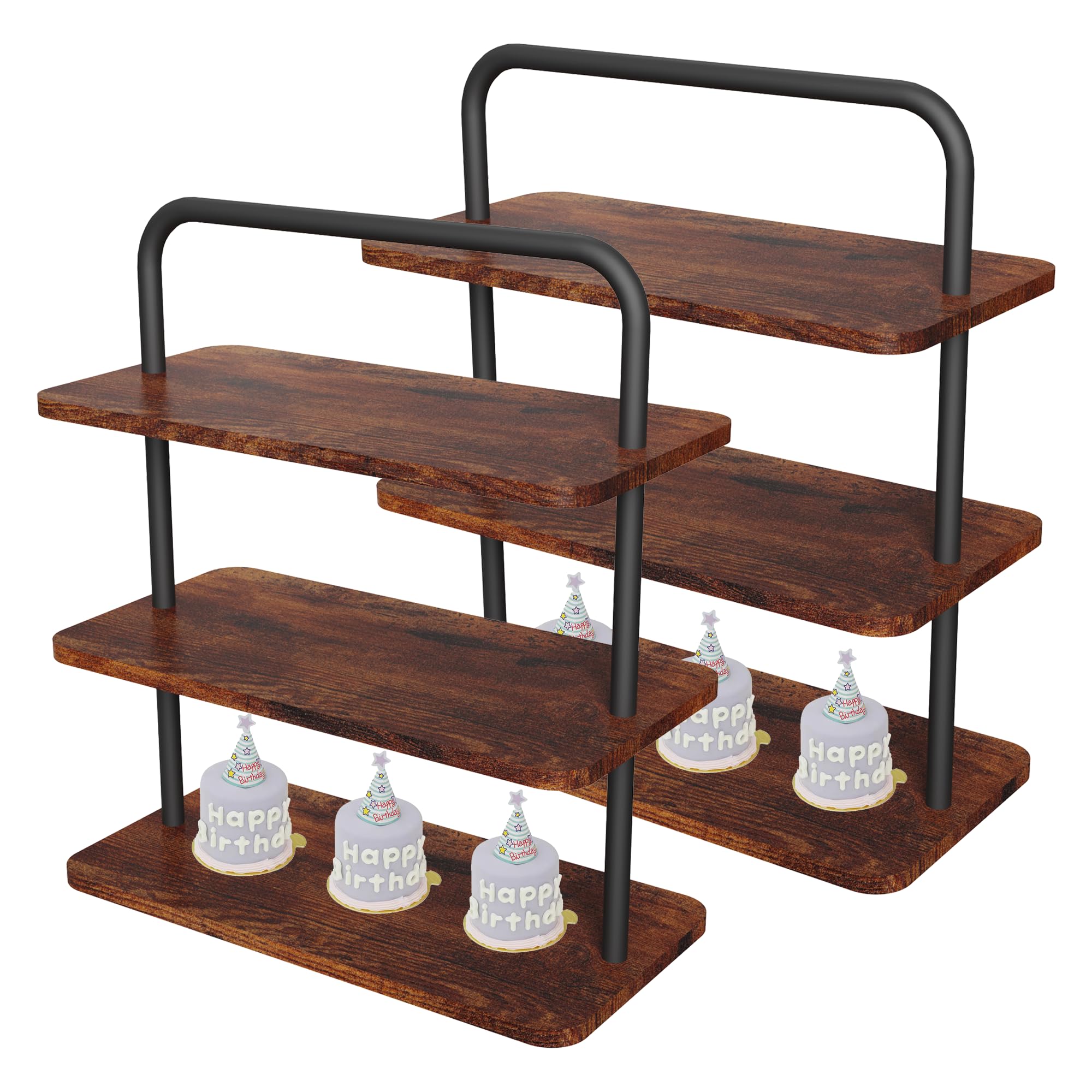 Set di 2 supporti per cupcake per 100 cupcake, set di espositori per tavolo da dessert, supporto per torta per tavolo da dessert, espositore a torre per matrimoni, baby shower, tea party, marrone