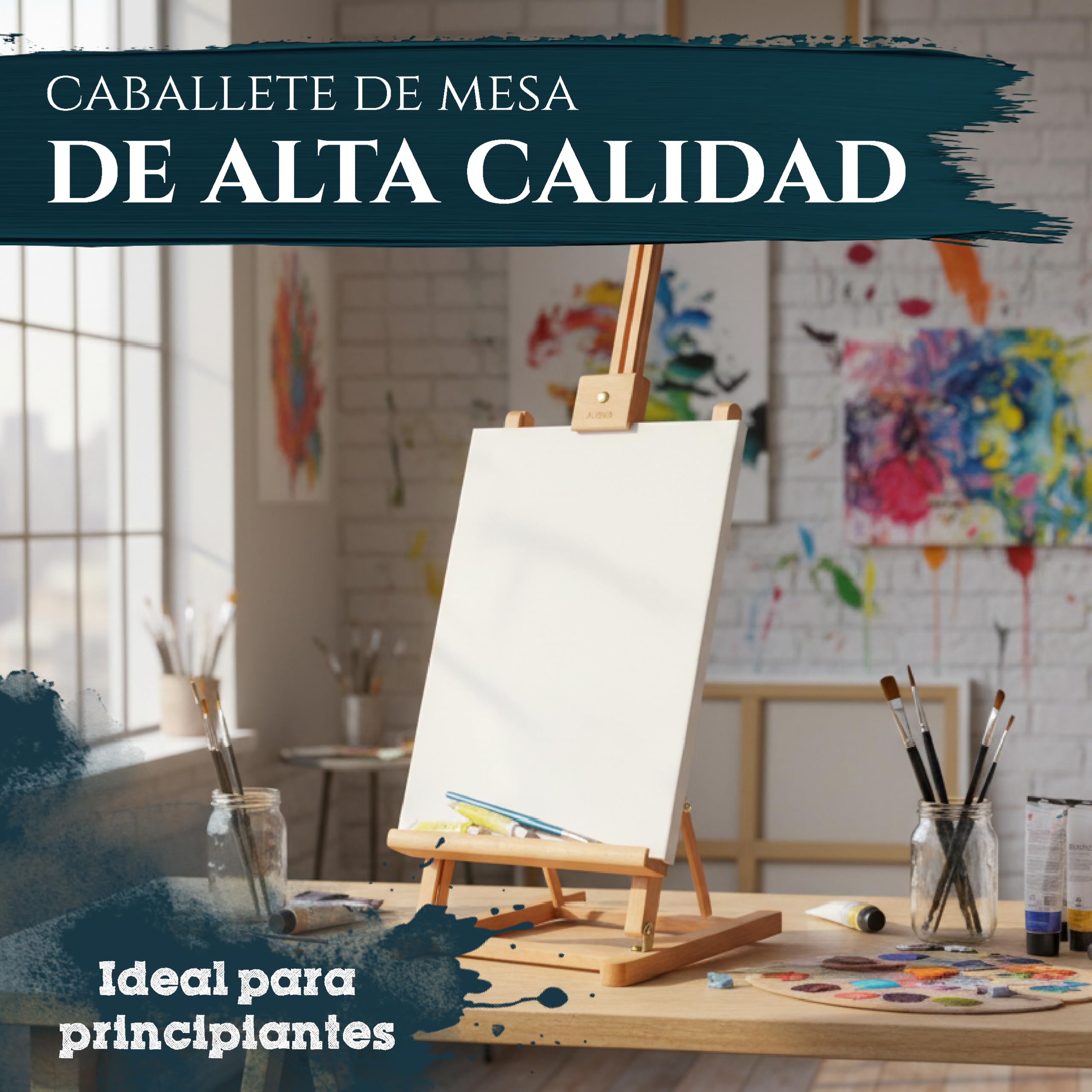 Artina Caballete de Mesa Profesional Metz XXL de Haya - Caballete para lienzos de Altura MAX. 57 cm - Adecuado para Todas Las Edades