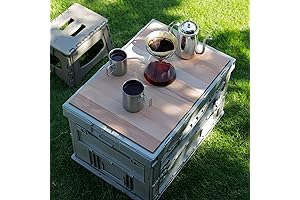 Ultimate Camping Box: SHIMOYAMA's 75L Storage Wonder with Wooden Egg Roll Table Board
