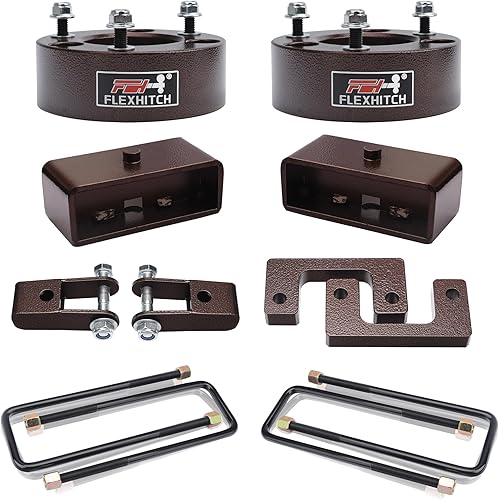 3.5" Front + 3" Rear Full Leveling Lift kit Compatible with 2007-2024 Silverado 1500 Sierra 1500 2WD/4WD, 3.5"+3" Suspension Strut Spacers, Include Rear shock extensions