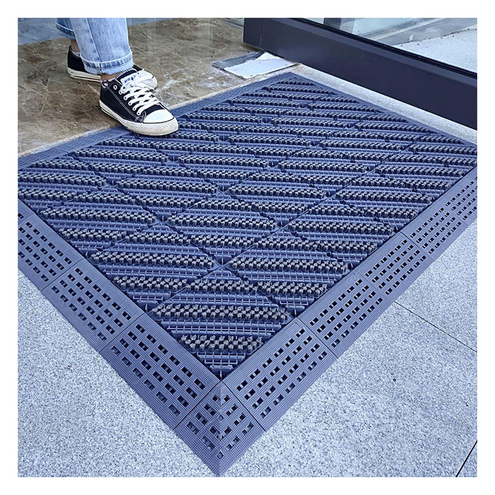 Outdoor Interlocking Floor Tiles, Non Slip Shower Floor Mat, Modular Interlocking Drainage Mat Carpet Tiles For Drain, Pool, Patio, Balcony(Size:60x90cm,Color:3-brush)