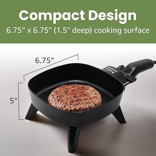 Miniatura 3 de Sartén eléctrica antiadherente Elite Cuisine de 7 pulgadas con tapa de vidrio ninguno  Negro