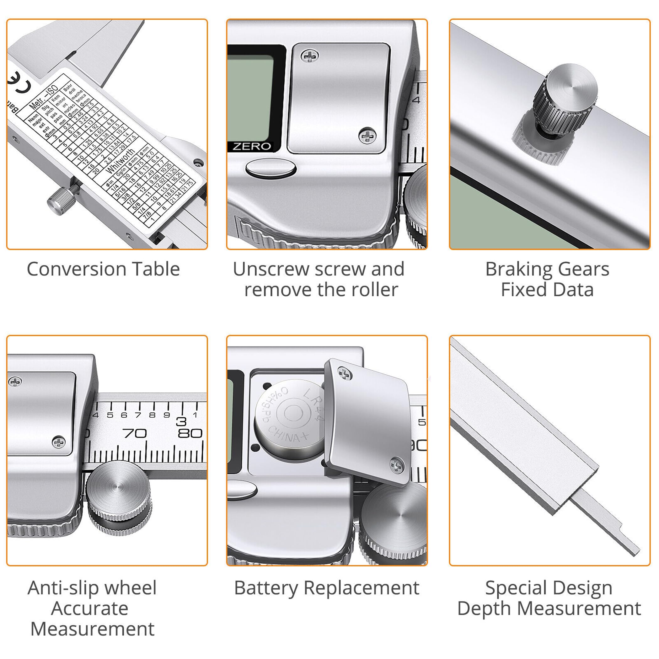 B33CS Bolwins cyfrowy suwmiarka ze stali nierdzewnej, precyzyjne narzędzia pomiarowe 200 mm z wyświetlaczem LCD. pyłoszczelny do użytku domowego i przemysłowego. Duży wyświetlacz do bezproblemowego