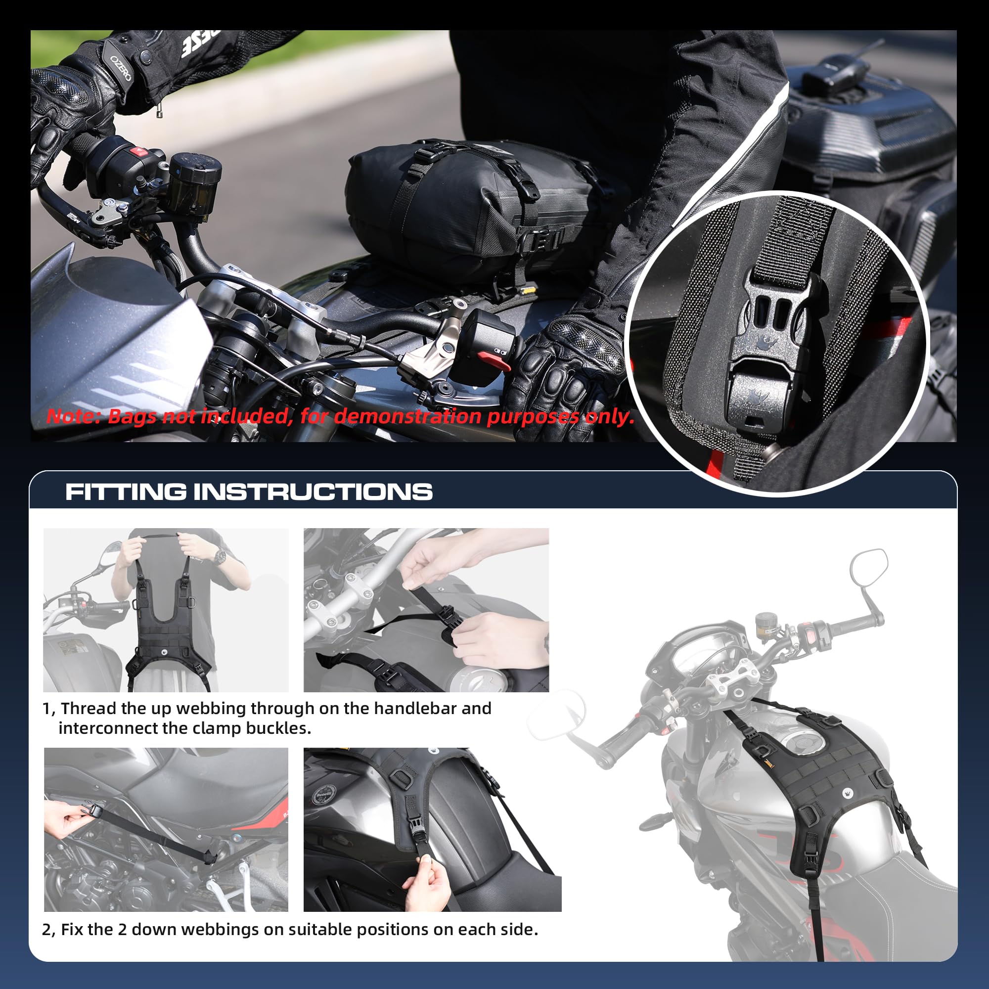 Rhinowalk Base de montage pour réservoir de moto/selle/selle/sac/sac/talkie-walkie