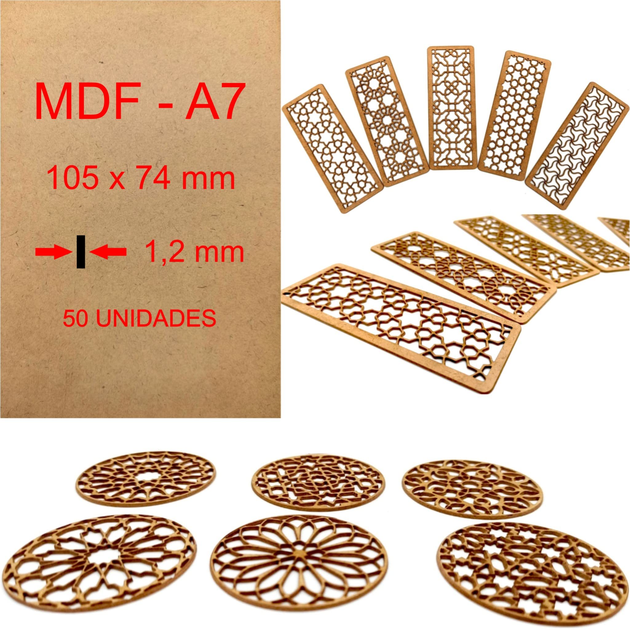 Produktbild von MDF Holzplatte A7 | 105 X 74 X 1,2 Mm Laserschnitt 10 W, 20 W, 30