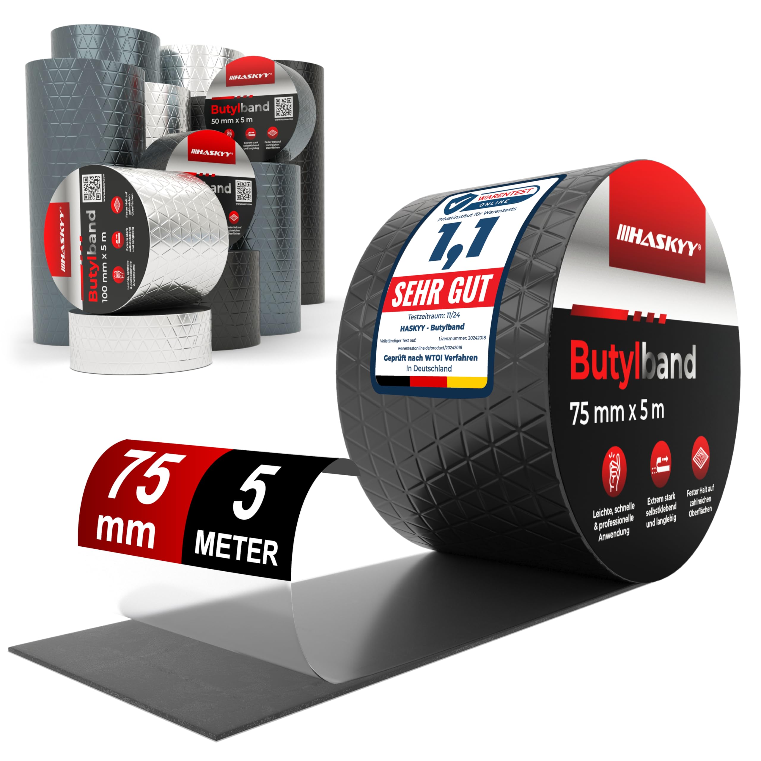 HASKYY Butyl-Tape SCHWARZ in diversen Längen und Breiten