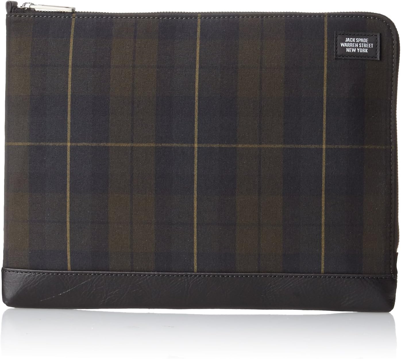 Jack Spade Men's Forest Plaid Side Zip Portfolio, Green/Multi, One Size Clothing