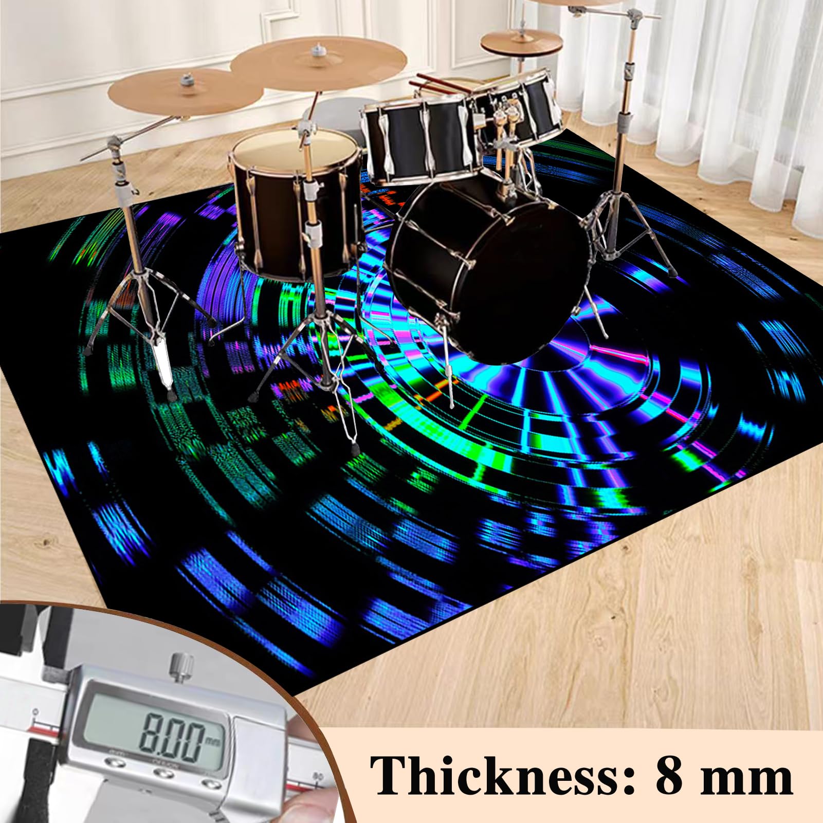 Dywaniki z baterią akustyczną Dywan bębnowy do zestawów perkusyjnych elektronicznych bębnów i innych instrumentów muzycznych antypoślizgowe maty bębnowe mata bębnowa mata na baterie 160 x 120