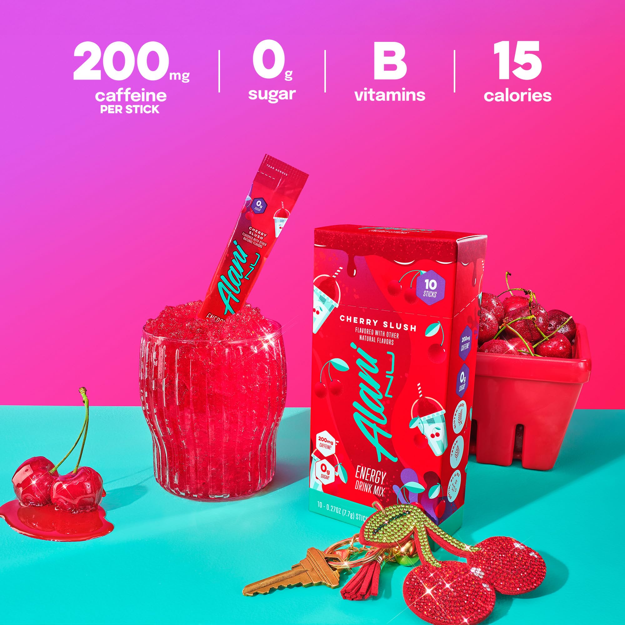 Amazon.com : Alani Nu CHERRY SLUSH, Energy Sticks Drink Powder, 200mg  Caffeine, Pre Workout Performance with Antioxidants, On-The-Go Drink Mix,  Biotin, B Vitamins, Zero Sugar, 5 Calories, 10 Pack : Grocery &
