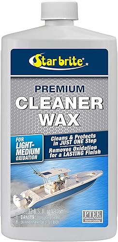STAR BRITE Cera limpiadora de un solo paso con protección UV, elimina la tiza y la oxidación de fibra de vidrio, metales y superficies pintadas
