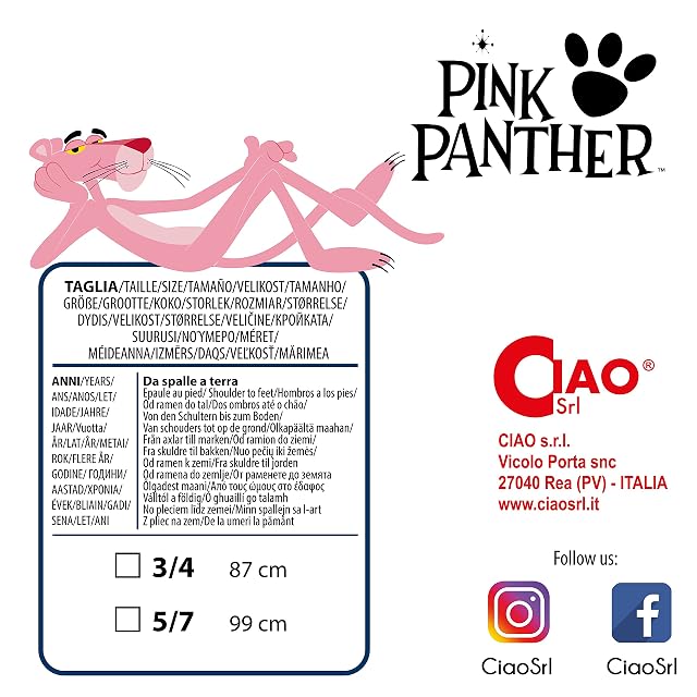 Foto 6 de 6 de Ciao - Pantera Rosa mono peluche niño unisex disfraz original Pink Panther (Talla 5-7 años)