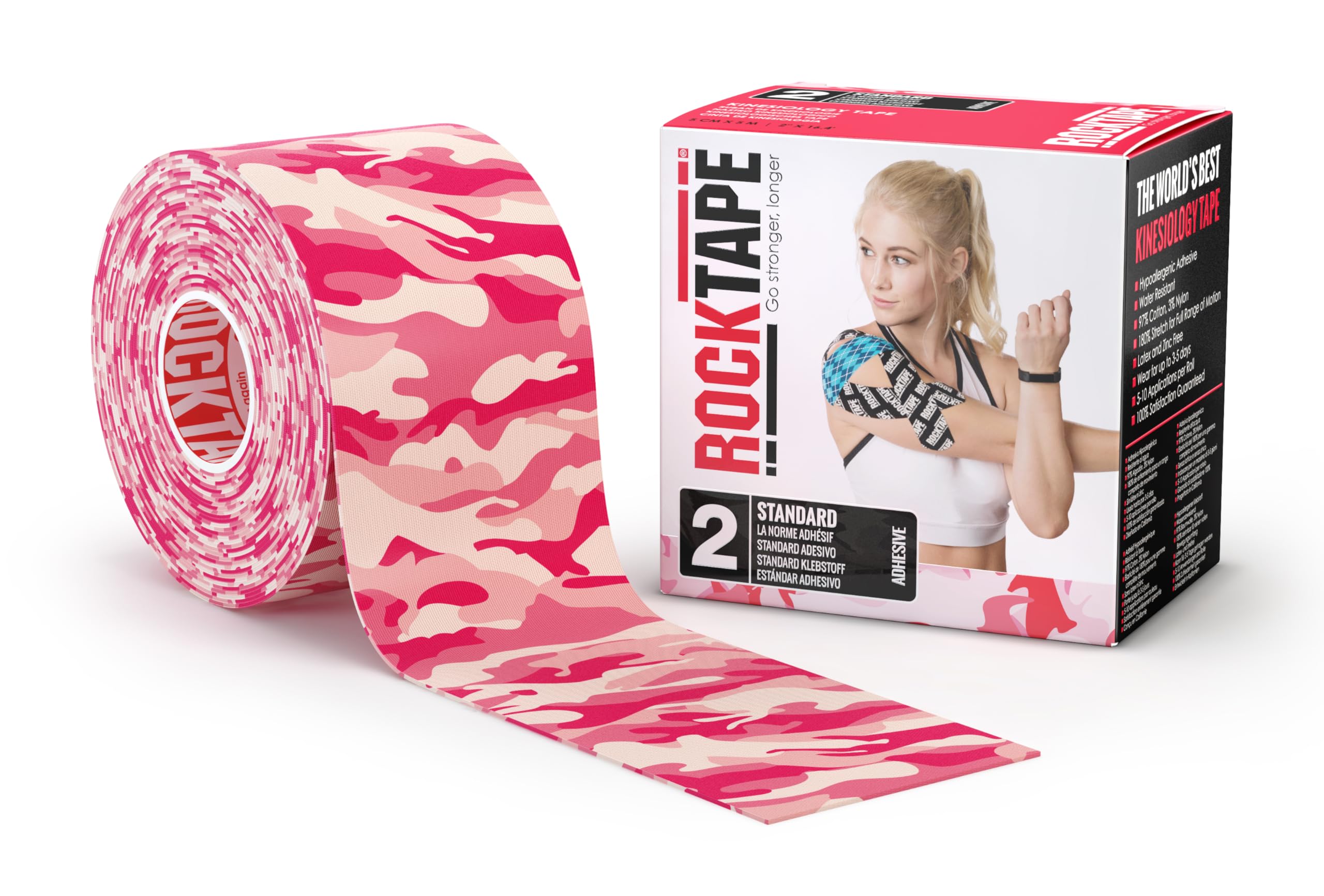 Rocktape Unisex Uncut Std Kinesiologie Tape Elastisches Therapeutisches Sportband für Schulter, Knöchel, Ellenbogen, Handgelenk, Schienbeinschienen und Knie Unterstützung