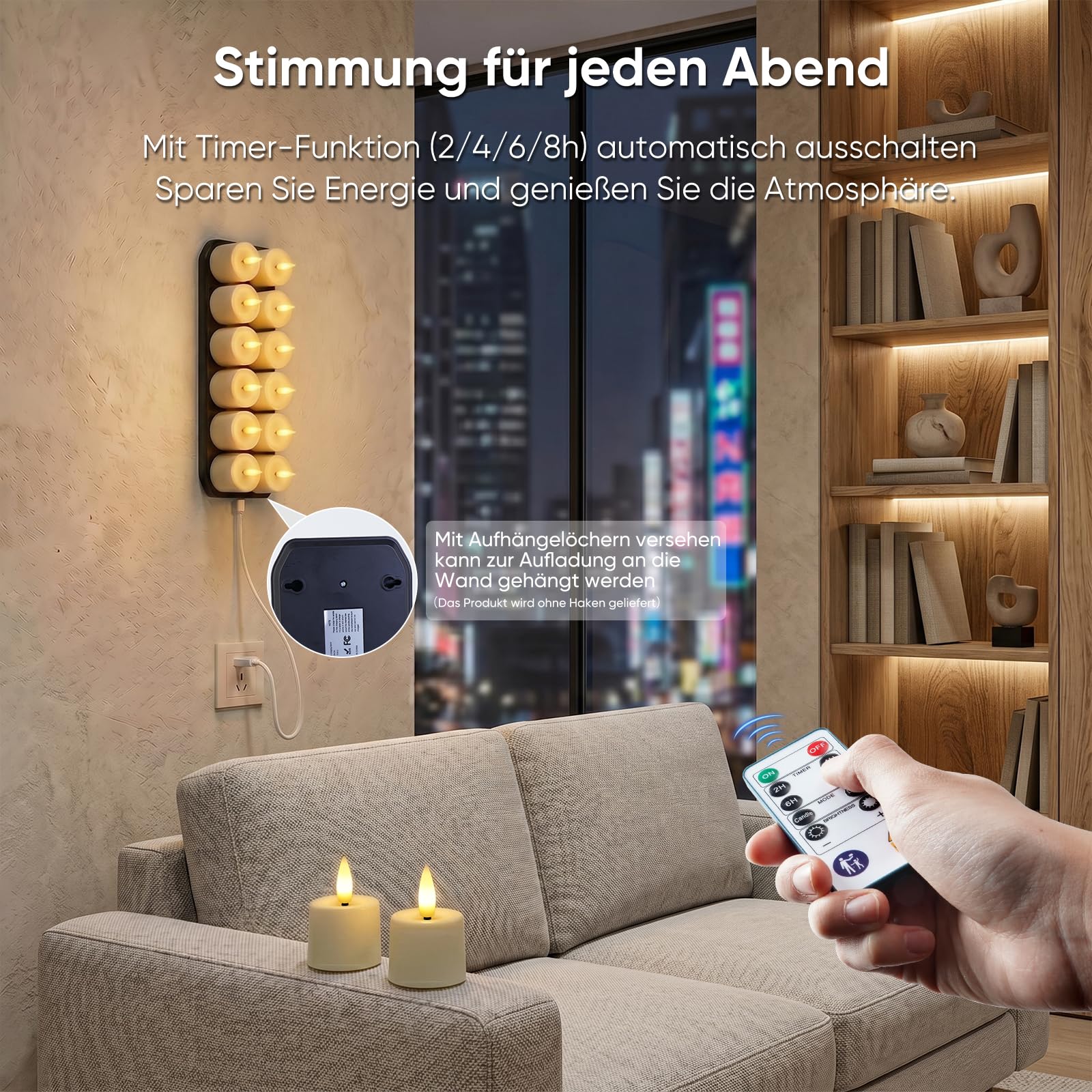 Homemory 12er wiederaufladbar teelichter mit Ladestation, USB Kerzen | Aufladbar Kerzen,Timer, Fernbedienung, 2 Std. Ladezeit, bis zu 100 Std. Leuchtdauer,Hochzeit Tisch Empfang Halloween