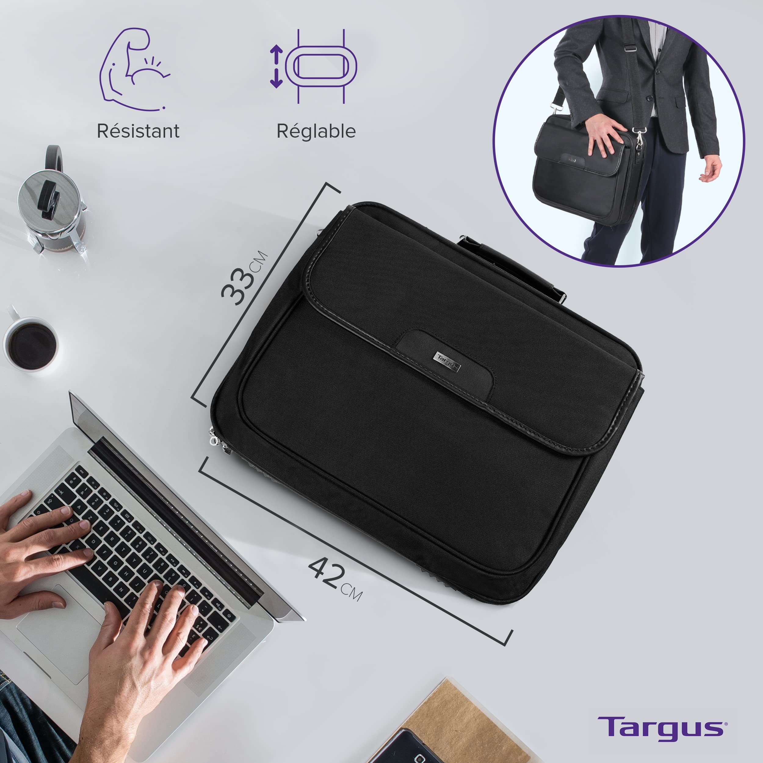 Targus CNP1 Notepac Plus Clamshell Sacoche pour Ordinateur Portable 15,6" - Noir