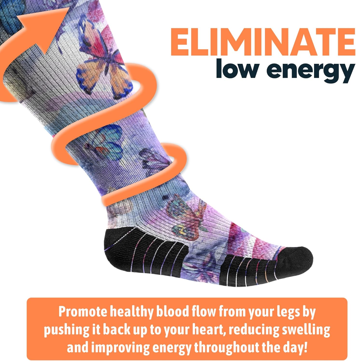 Viasox 3 Pack Compression Socks Women & Men, Circulation Support, 12-15mmHg Neuropathy, Flower Power, XL - Image 5