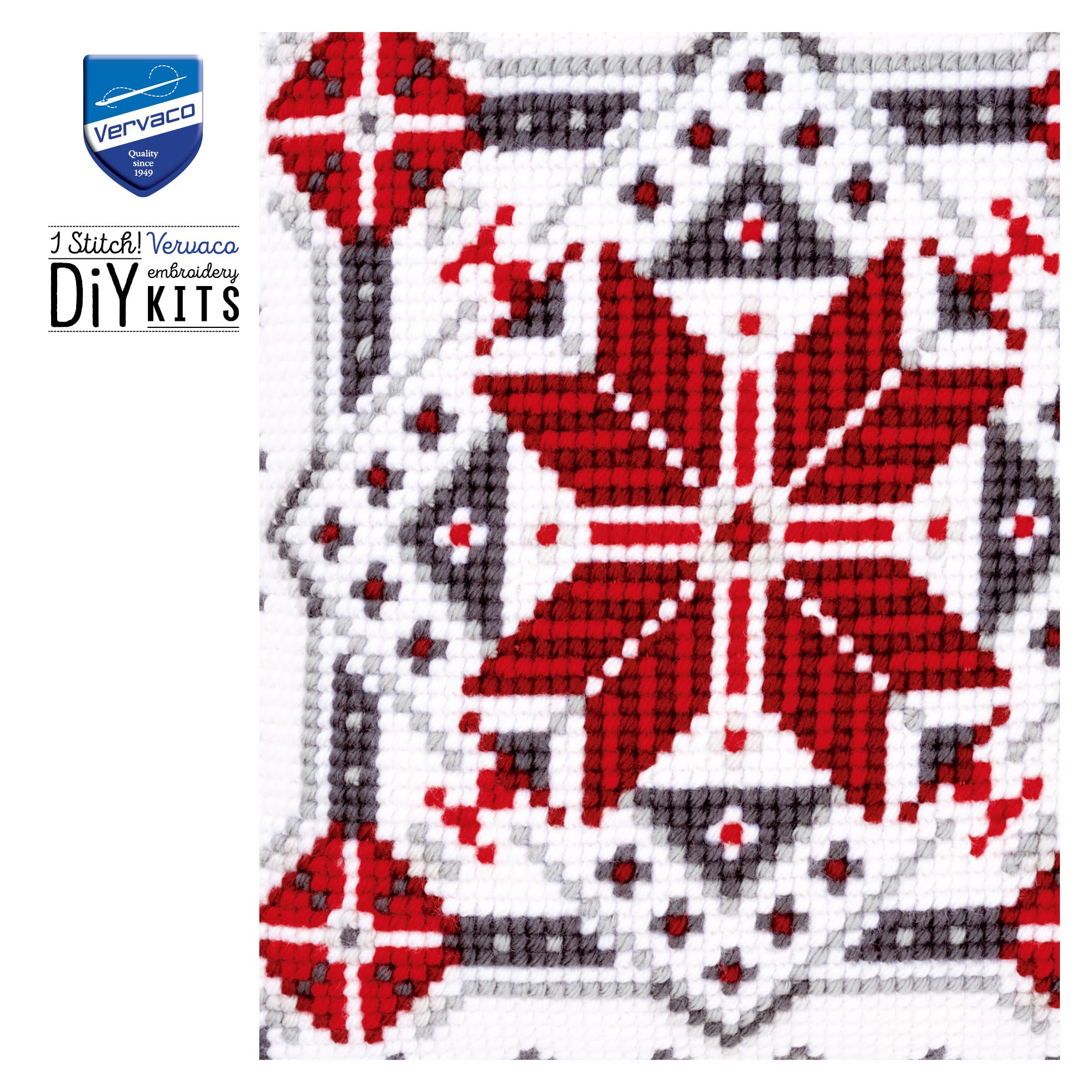 VERVACO Kit Cuscino Punto Croce Cristallo di Neve II Set Ricamo Principianti Cuscini Gobelin Decorativi ca. 40 x 40 cm Accessori per Lavoretti Creativi DIY Casa Decor Hobby Adulti Cross Stitch