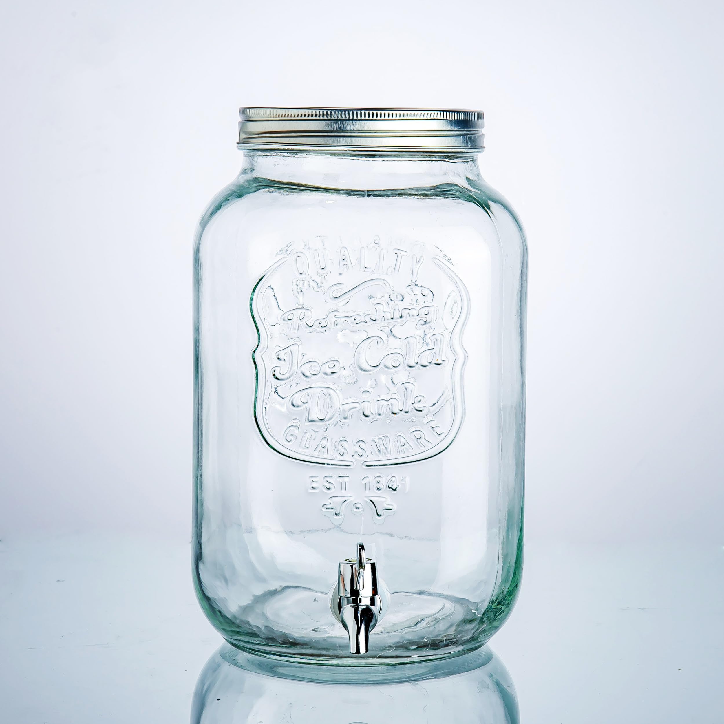 Avastro 5L Glass Mason Jar Party Juice Dispenser Glass Drink Beverage Dispenser with Tap Tank Beer Drink Juice Wine Barrel Faucet 5000 ml Pack of 1 4