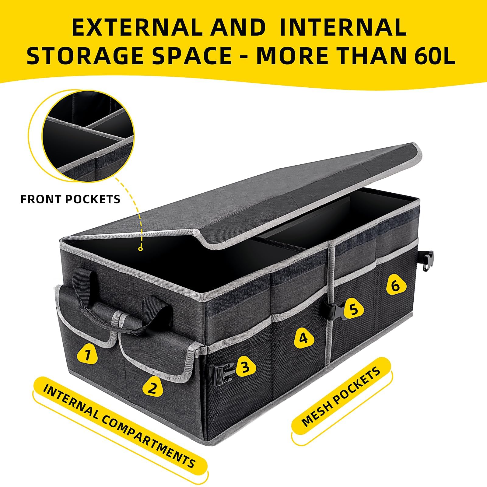 Organizador de Coche Almacenamiento para BMW 2er Active Tourer | Typ U06 | Bj. AB 2021, Organizador Maletero Plegable Impermeable Base Antideslizante Reforzada y Robusta