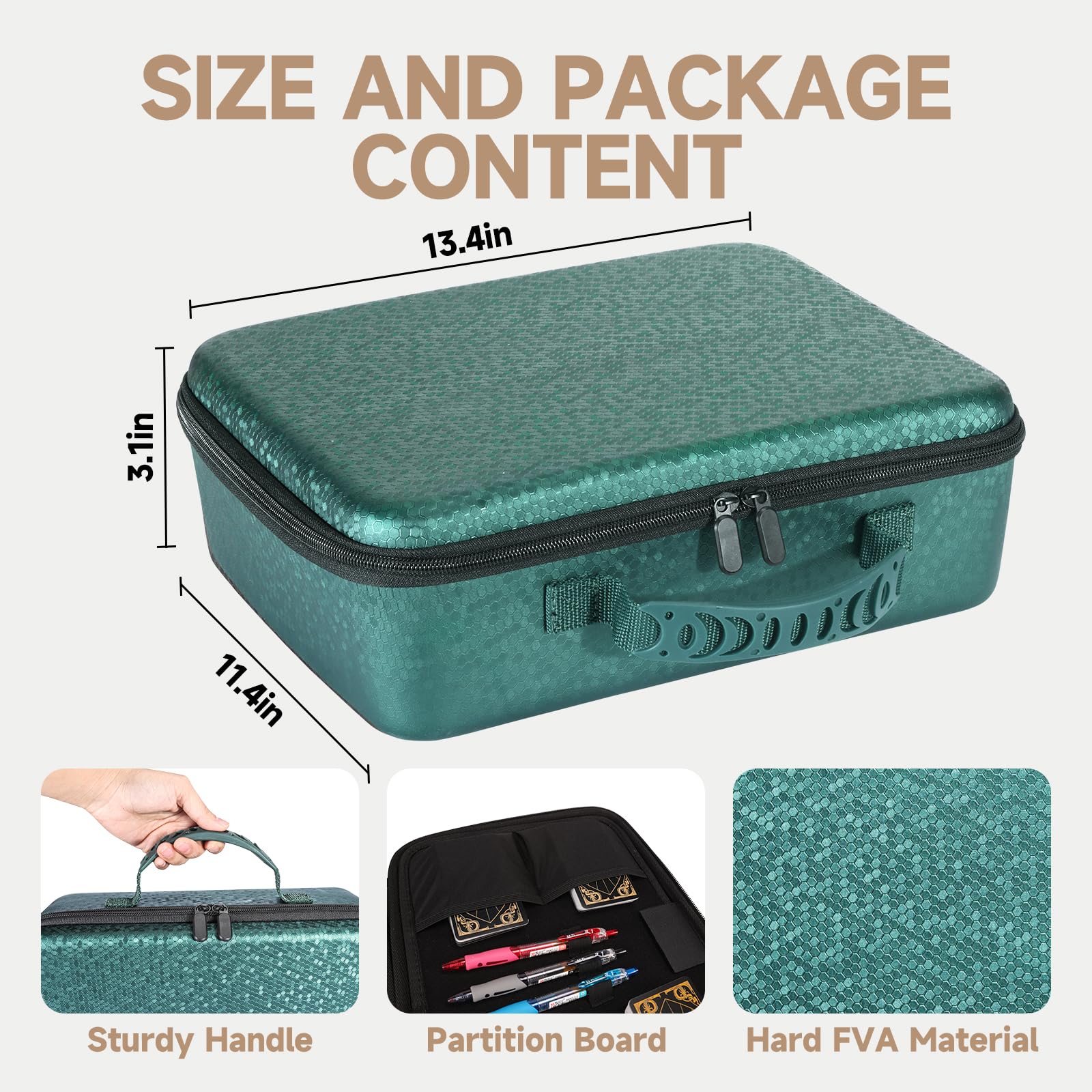 RPG Reisetasche Kompatibel mit Dungeons and Dragons Miniaturen, DND Miniaturen Aufbewahrung, Würfeletui für DND Würfel Set, Miniature Storage Travel Bag Kompatibel mit Warhammer 40k (Grün)
