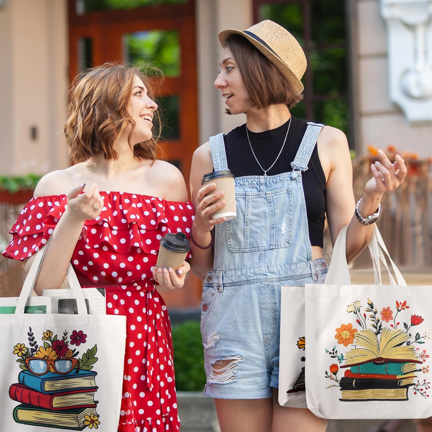 Bencailor 6 Pcs Book Tote Bag Bulk for Women Reusable Bookish Canvas Tote Bag Book Lovers Club Gifts Cute Aesthetic Reading Accessories for Women Librarian Reader Bookworm Teacher - Image 6